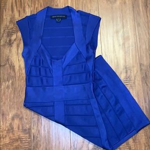 French Connection | Blue Bandage Cap Sleeve Dress